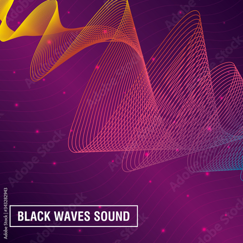 black waves sound pink background