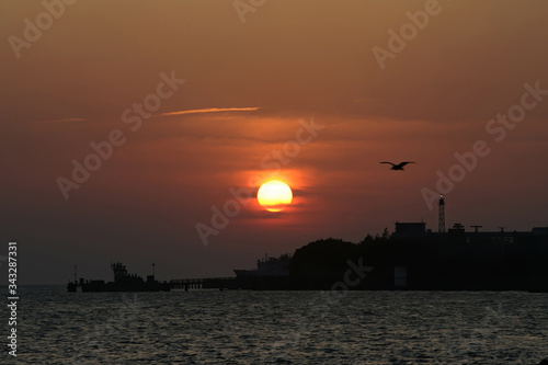 Beautiful sunset scene over the Tamsui River