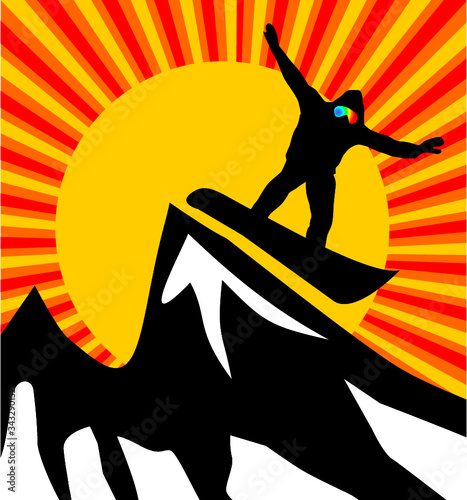 Ski and snowboard sports graphic design vector art
