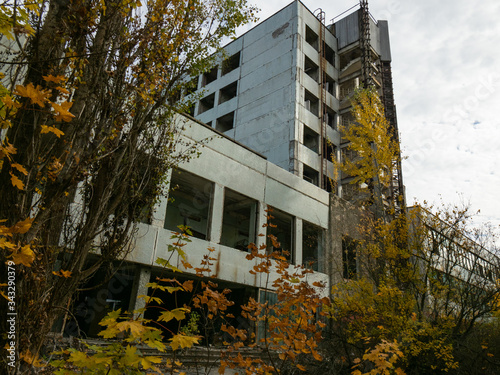 Abandoned industrial building in Chernobyl Exclusion Zone. Ukraine photo