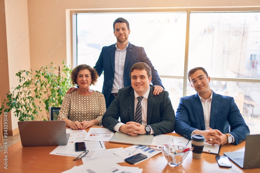 Business lawyers workers meeting at law firm office. Professional executive partners working on finance strategry at the workplace. Smiling happy and cofident to the camera. Business lawyers workers meeting at law firm office. Professional executive partners working on finance strategry at the workplace. Smiling happy and cofident to the camera.