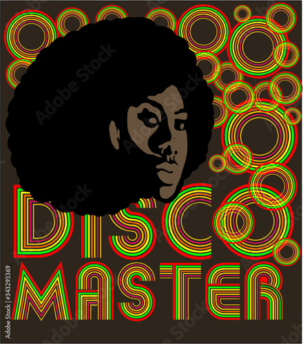 Disco funk soul music printing and embroidery graphic design vector art