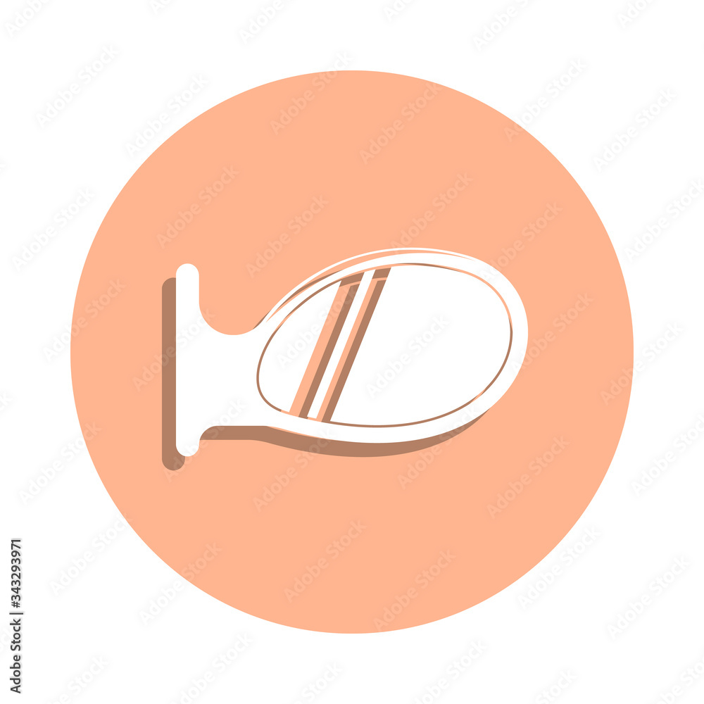 Car mirror badge icon. Simple glyph, flat vector of cars service and repair parts icons for ui and ux, website or mobile application Car mirror badge icon. Simple glyph, flat vector of cars service and repair parts icons for ui and ux, website or mobile application