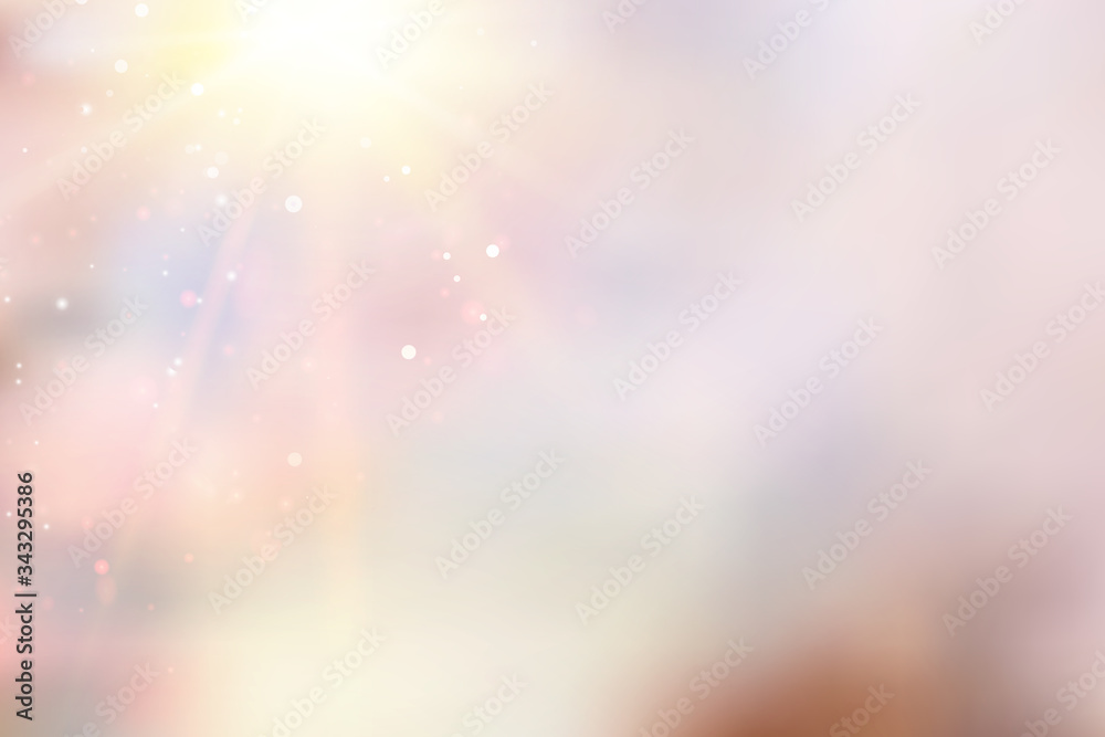 Sun flash over pink bokeh background. Vector illustration.