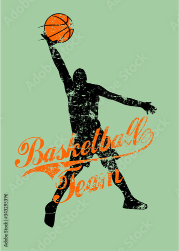 Basketball sports print embroidery graphic design vector art
