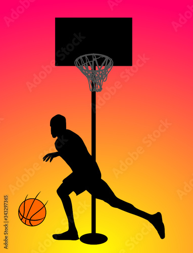 Basketball sports print embroidery graphic design vector art