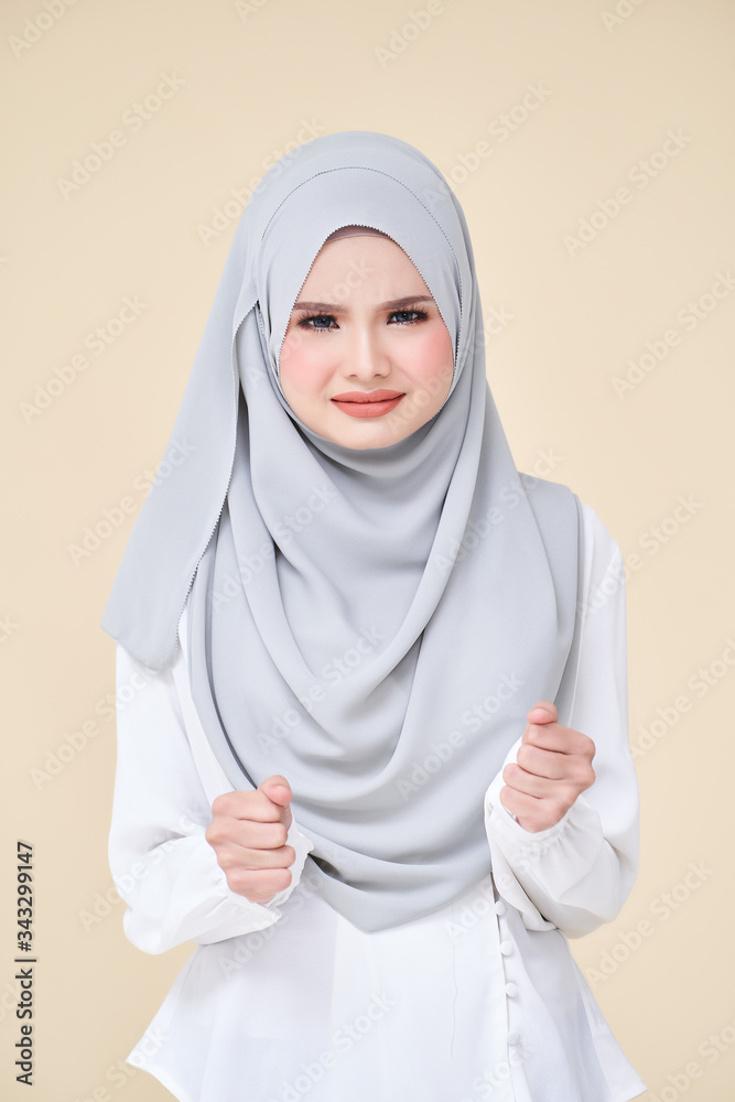 Isolated of Women wearing scarf with variety face expression Isolated of Women wearing scarf with variety face expression