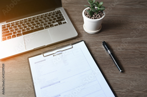 resume on table Office Business