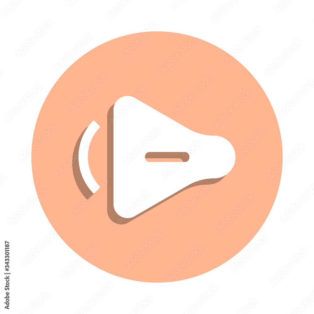 Reduce sound badge icon. Simple glyph, flat vector of music icons for ui and ux, website or mobile application Reduce sound badge icon. Simple glyph, flat vector of music icons for ui and ux, website or mobile application