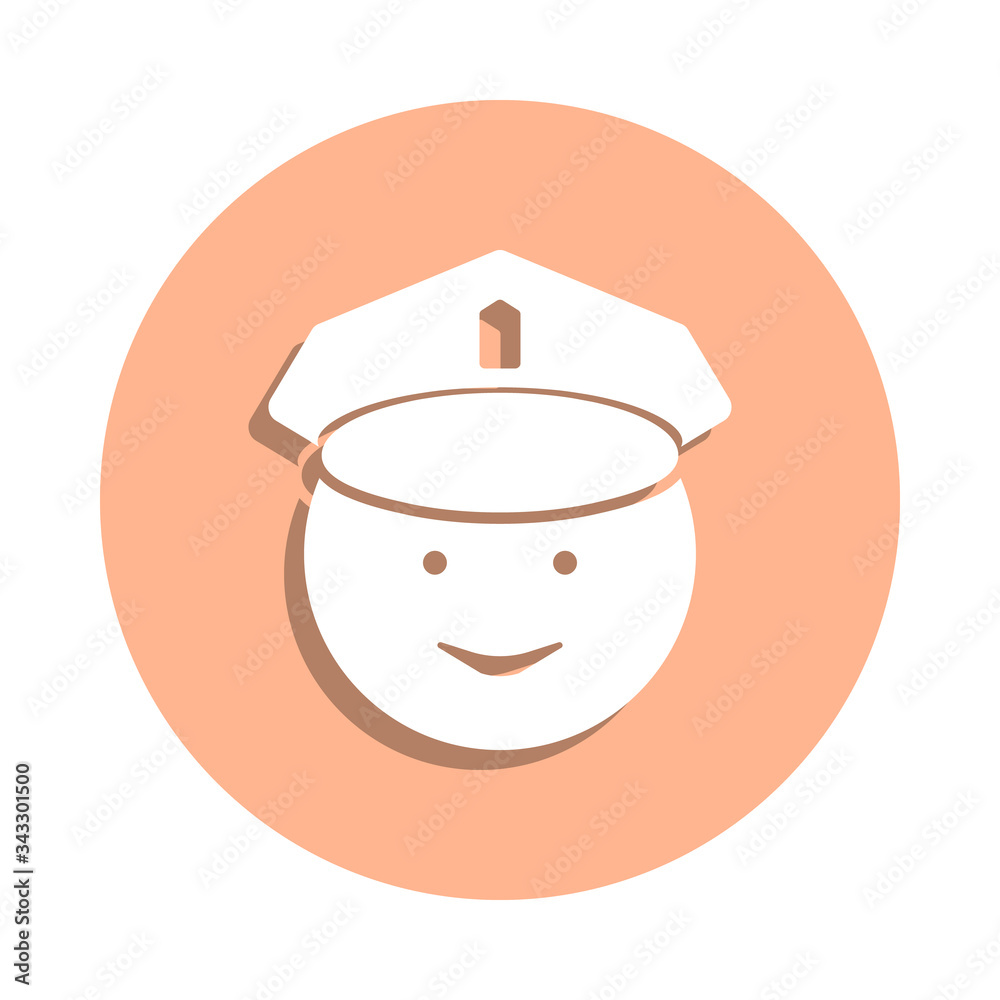 Face of a policeman badge icon. Simple glyph, flat vector of police icons for ui and ux, website or mobile application Face of a policeman badge icon. Simple glyph, flat vector of police icons for ui and ux, website or mobile application