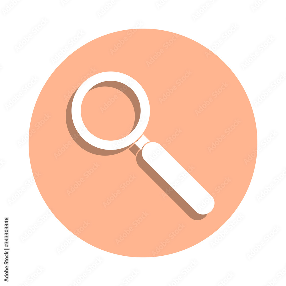 Magnifier badge icon. Simple glyph, flat vector of university life icons for ui and ux, website or mobile application Magnifier badge icon. Simple glyph, flat vector of university life icons for ui and ux, website or mobile application