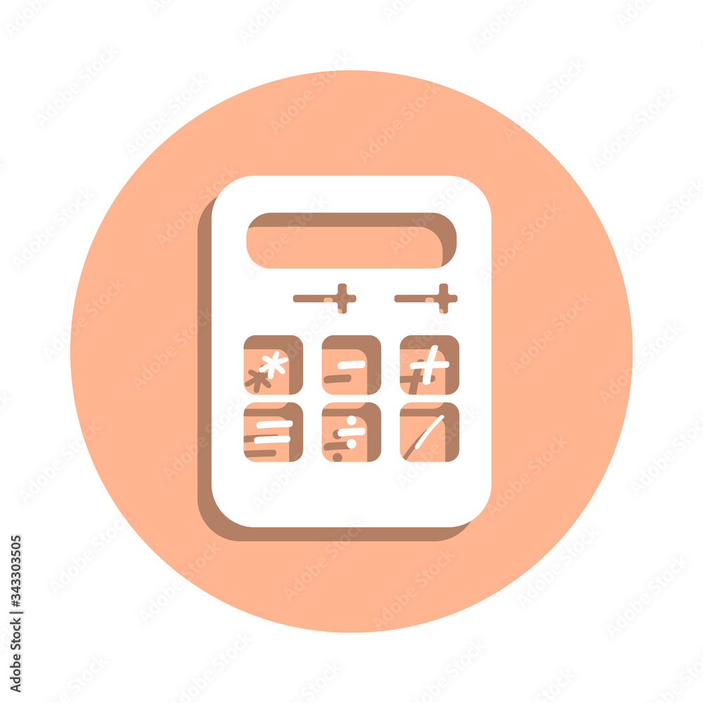 Calculator badge icon. Simple glyph, flat vector of university life icons for ui and ux, website or mobile application Calculator badge icon. Simple glyph, flat vector of university life icons for ui and ux, website or mobile application