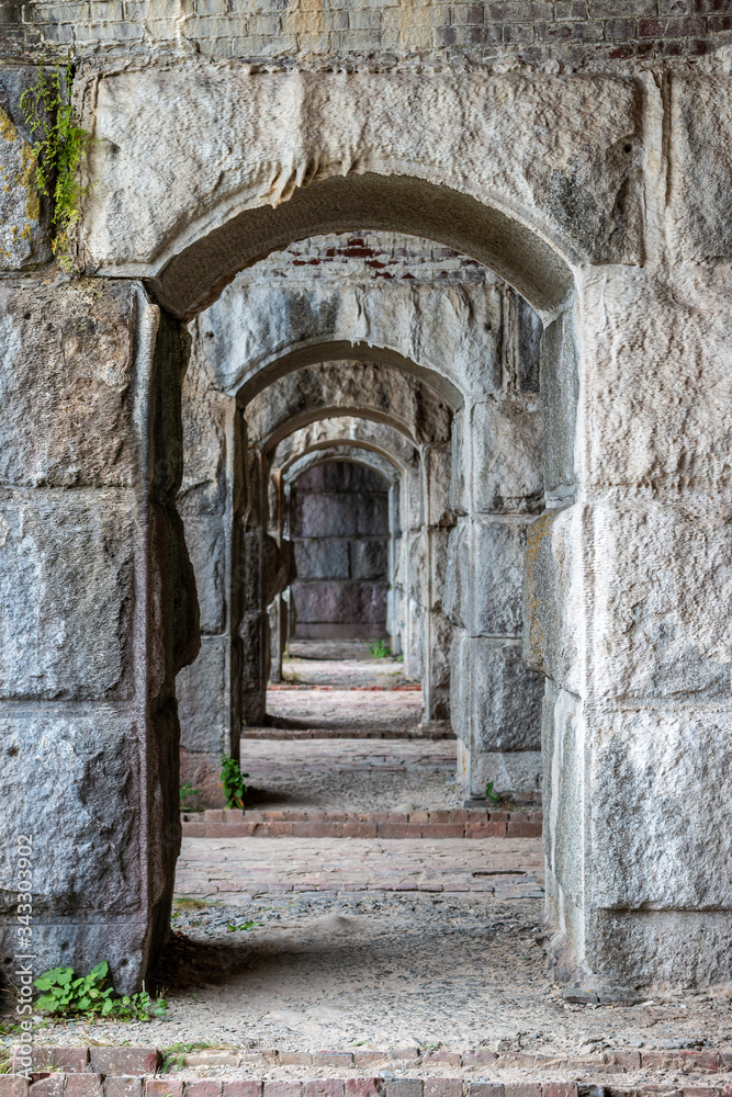 Fototapeta premium A corridor in Fort Popham, Maine.