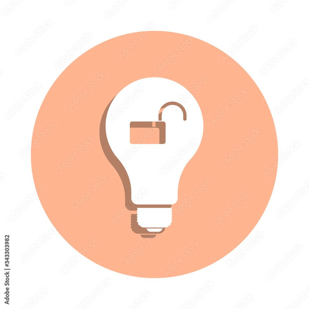 Open idea badge icon. Simple glyph, flat vector of university life icons for ui and ux, website or mobile application Open idea badge icon. Simple glyph, flat vector of university life icons for ui and ux, website or mobile application