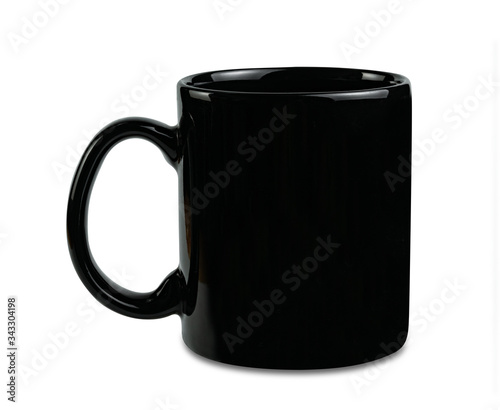 black cup coffee isolated on white background ,include clipping path