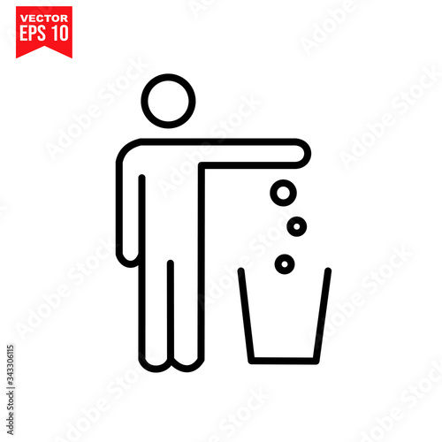 trash bin icon recycling symbol with garbage Icon symbol Flat vector illustration for graphic and web design.