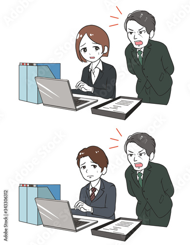 上司に叱責され怯える部下
