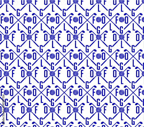 Golf sports pattern background print and embroidery graphic design vector art