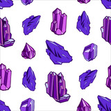 Vector seamless pattern with purple gemstones design for fabric, wrapping paper, wallpaper, textile, greeting card, gift box, web design