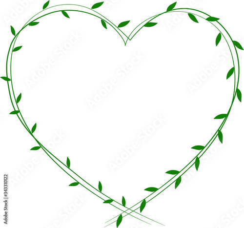 Heart shaped leaf symbol on white background