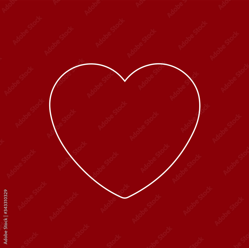 The heart symbol is a white line on a red background.
