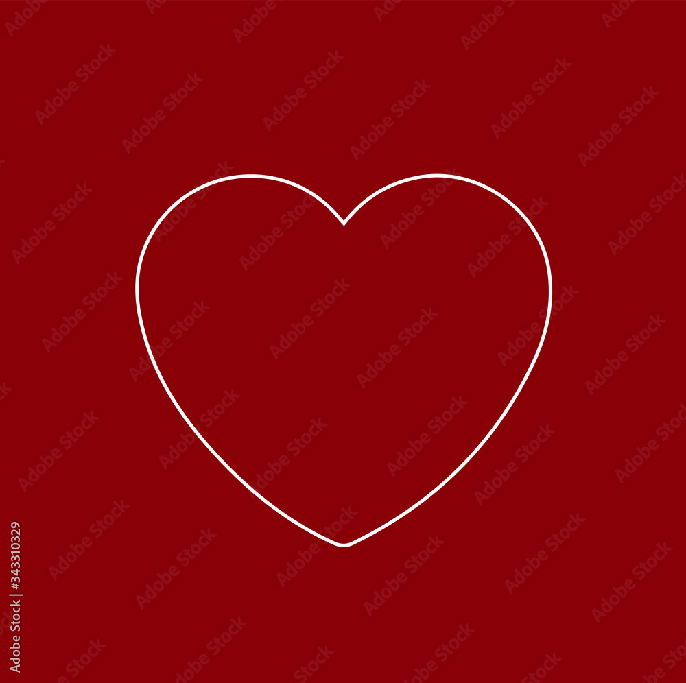 The heart symbol is a white line on a red background. The heart symbol is a white line on a red background.