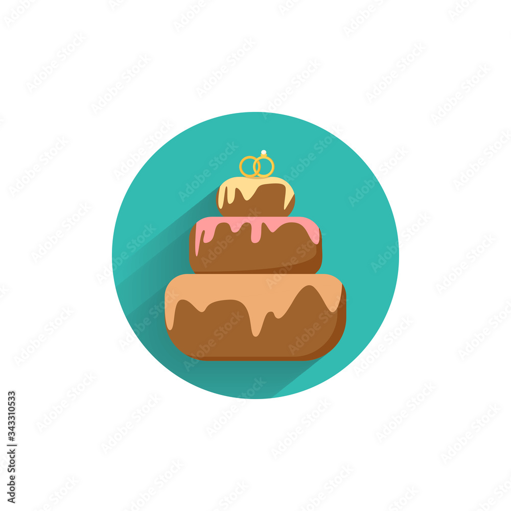 cake colorful flat icon with shadow. wedding cake flat icon cake colorful flat icon with shadow. wedding cake flat icon