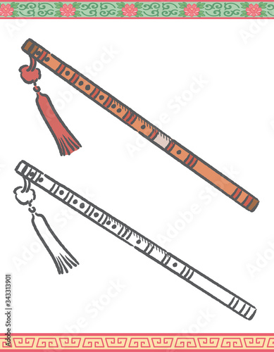 Vector illustration of chinese traditional instrument, dizi.