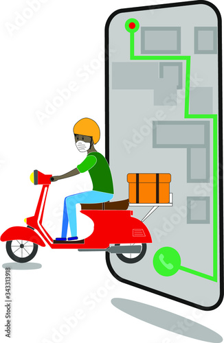 Fast delivery by scooter on mobile