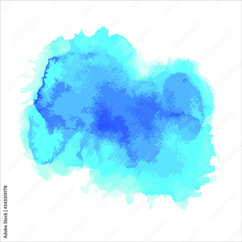 blue watercolor brush of splash on white.Vector Eps10