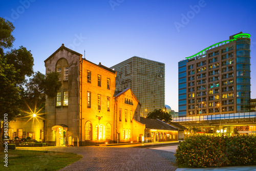 night view of Huashan 1914 Creative Park in taipei, taiwan photo