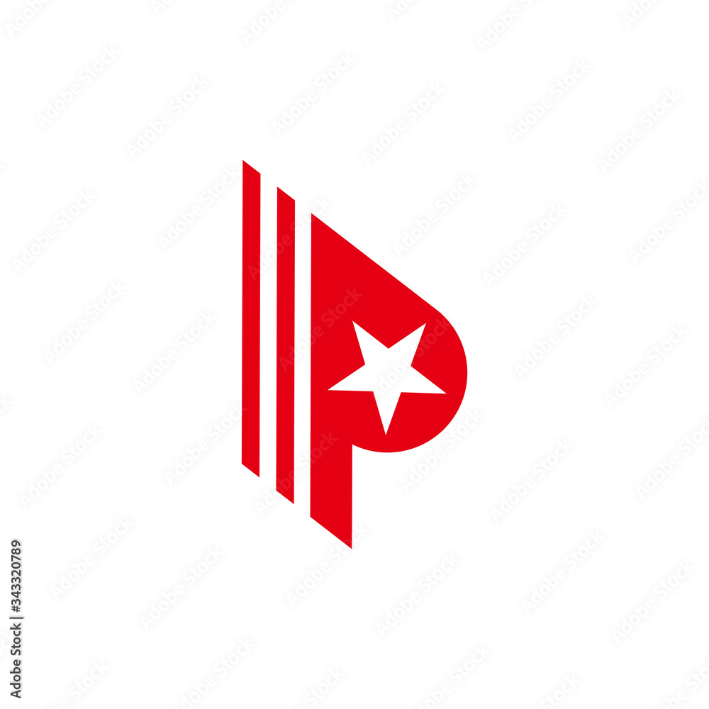 letter p star motion arrow stripes geometric symbol logo vector