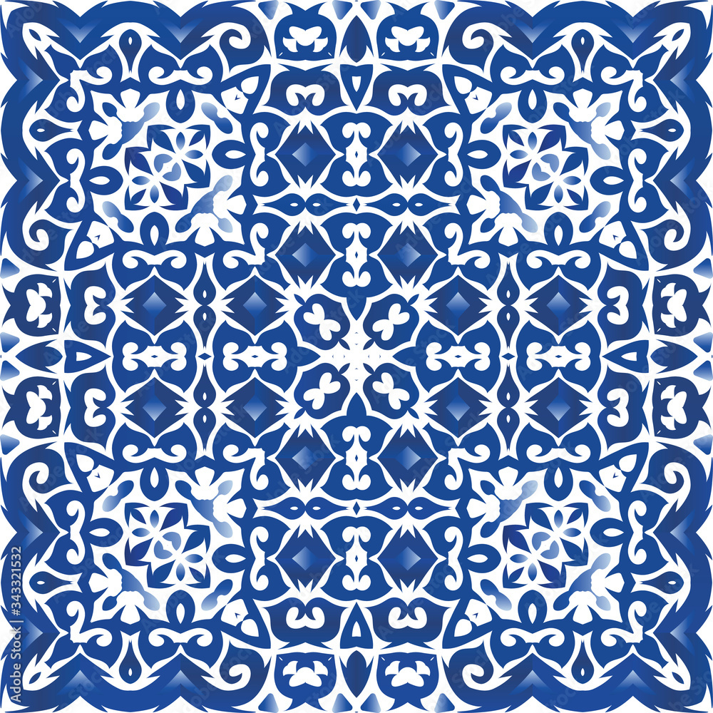 Fototapeta Portuguese ornamental azulejo ceramic.
