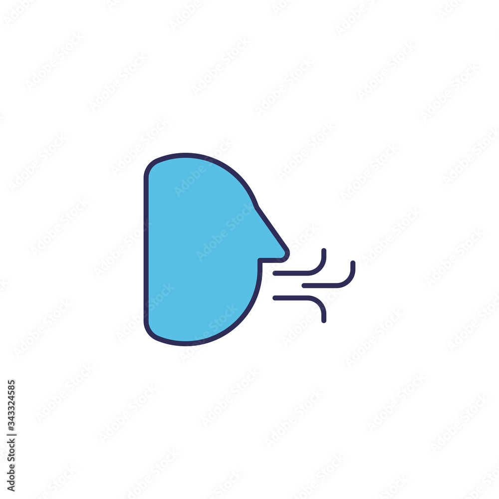 Human cough vector icon symbol sick isolated on white background Human cough vector icon symbol sick isolated on white background