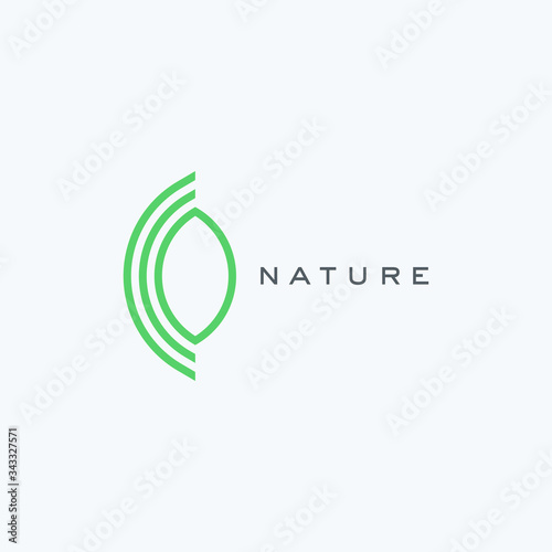 Linear leaf logo design vector template