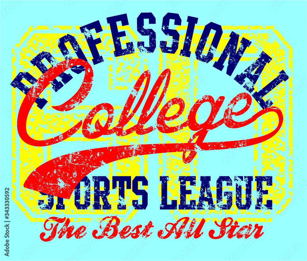 Obraz premium College Professional sports print embroidery graphic design vector art