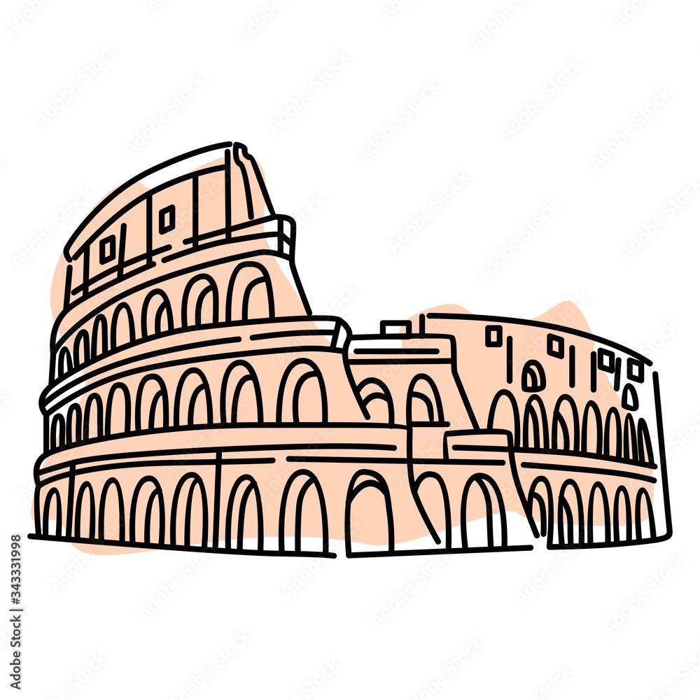 Colosseum Color Vector. Isolated on White background