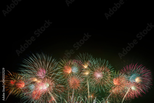 Colorful of fireworks for 4th July national holiday festival independence day concept 