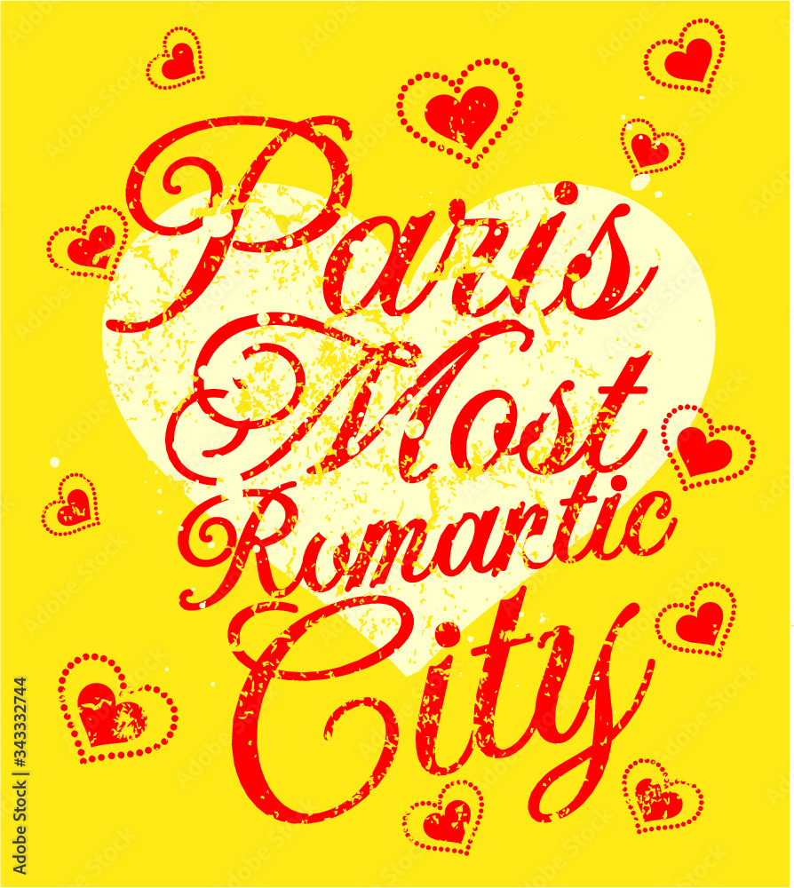 Paris romantic city graphic design vector art