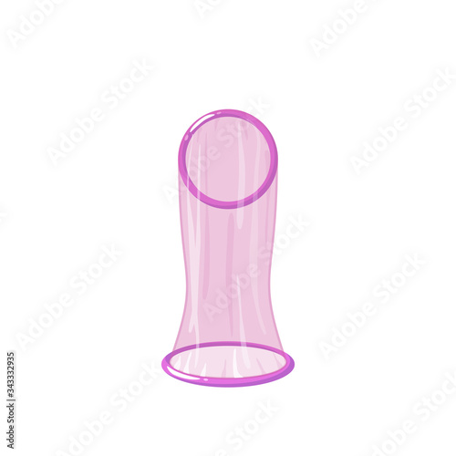 Methods of birth control: female condom, femidom. Vector illustration cartoon flat icon isolated on white background.