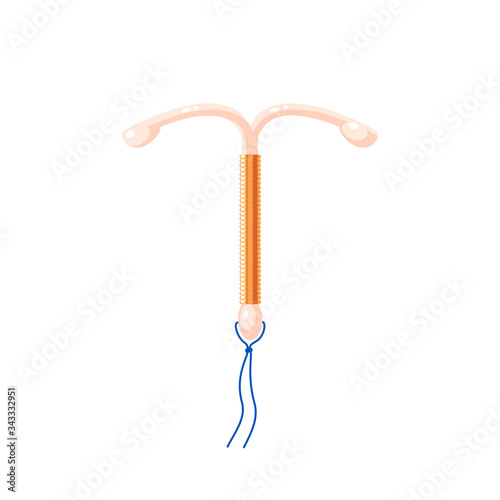 Methods of birth control: IUD, intrauterine device. Vector illustration cartoon flat icon isolated on white background.