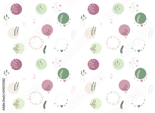 pattern neutrals color circles and abstract flowers