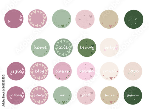 Highlights of Cover Stories with abstract flowers, hearts and inscriptions