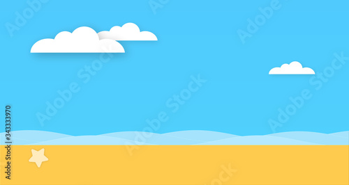 Abstract the sea at dawn clear blue sky with sun background. Soft gradient pastel cartoon graphics. Ideas for children designs or presentations. For Travel Card Promotion Brochures
