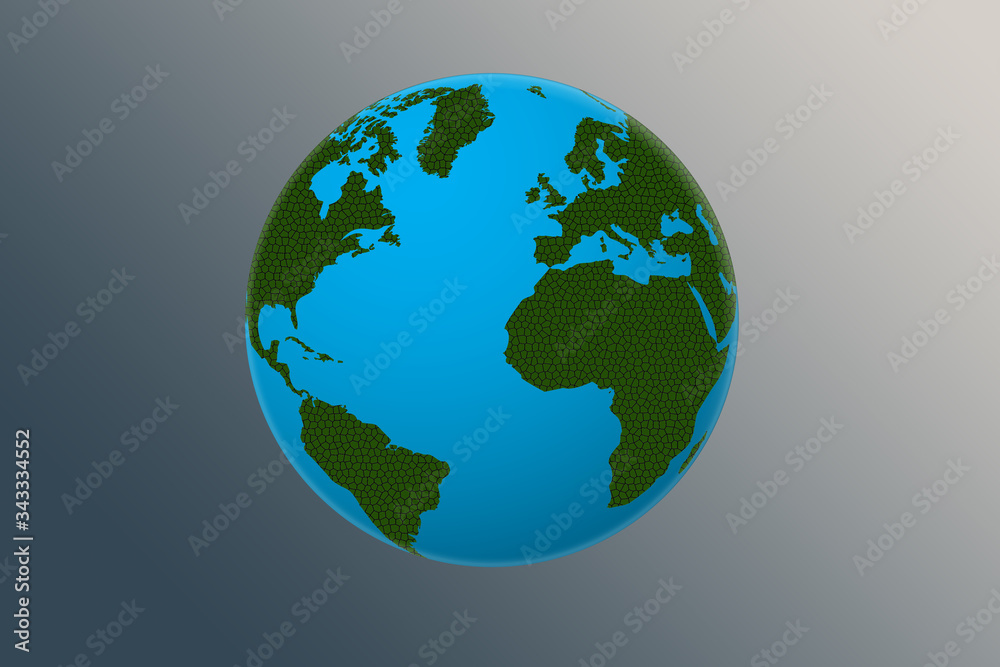 glode textured green and blue, earth day illustration