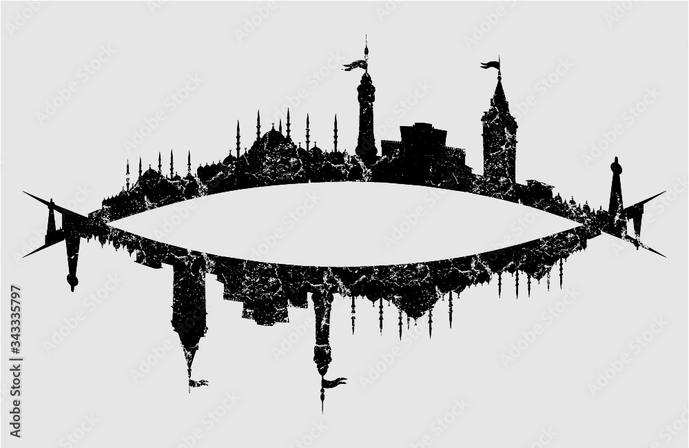 Fototapeta premium istanbul city print and embroidery graphic design vector art