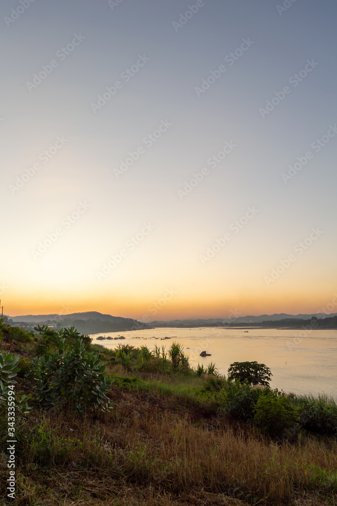 Landscape of the Mekong River at Twilight.