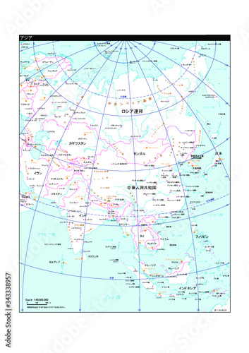 アジア地域地図 - 国ごとにバラバラになります | Asia region map