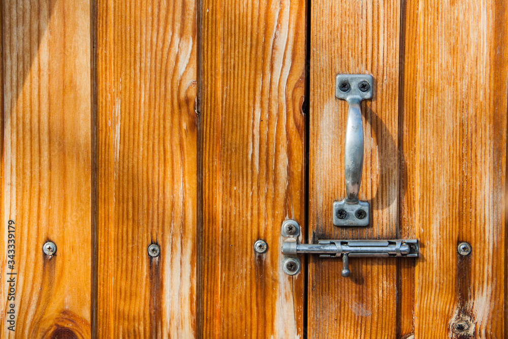 Wooden door with handle and latch Wooden door with handle and latch