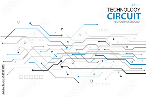 Abstract futuristic circuit board Illustration, Circuit board with various technology elements. Circuit board pattern for technology background. Vector illustration